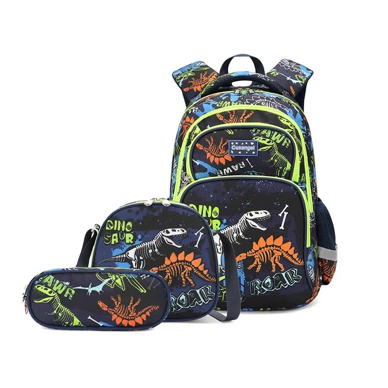 Kit Mochila Escolar Infantil 3 Peças TinySteps - Lancheira e Estojo com Estampas Divertidas 34