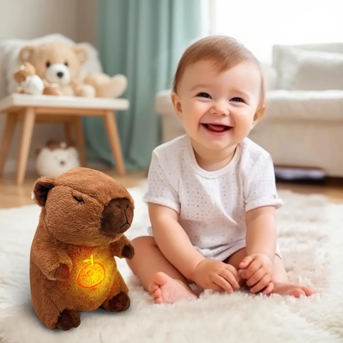 Capivara Soninho TinySteps: Pelúcia Multissensorial com Som e Luz para Bebês e Crianças 5