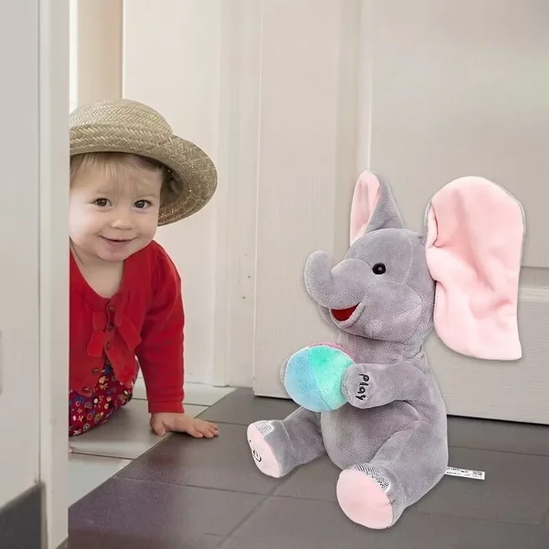 Elefante Peek-a-Boo Interativo TinySteps: Pelúcia Macia para Bebês e Estímulo ao Desenvolvimento 2