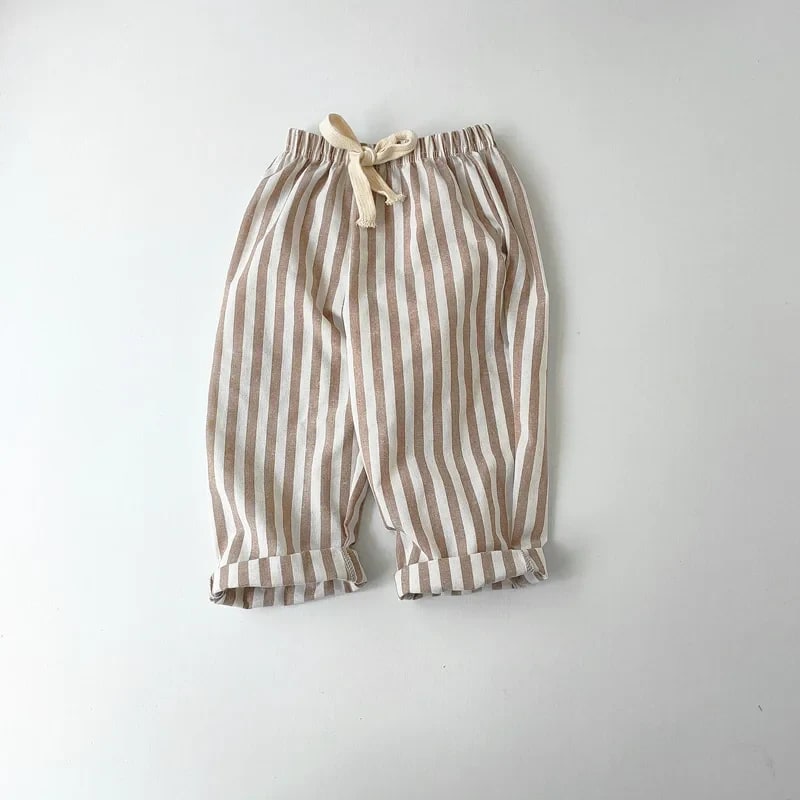 Calça Infantil TinySteps Linho e Algodão Listrada - Conforto e Estilo para Meninos e Meninas 6