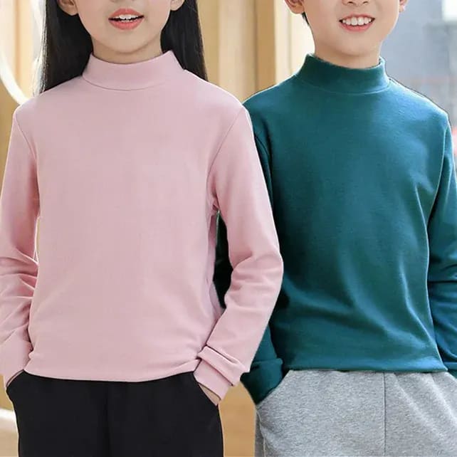 Camiseta Térmica Infantil TinySteps Unissex Gola Alta Manga Longa Macia e Quente para Inverno