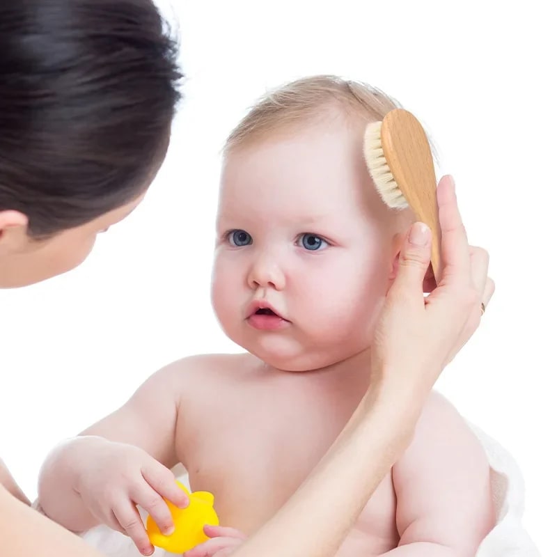 Escova de Cabelo TinySteps para Bebês Recém-Nascidos com Lã Natural e Madeira de Faia | Cuidado Suave e Relaxante 2