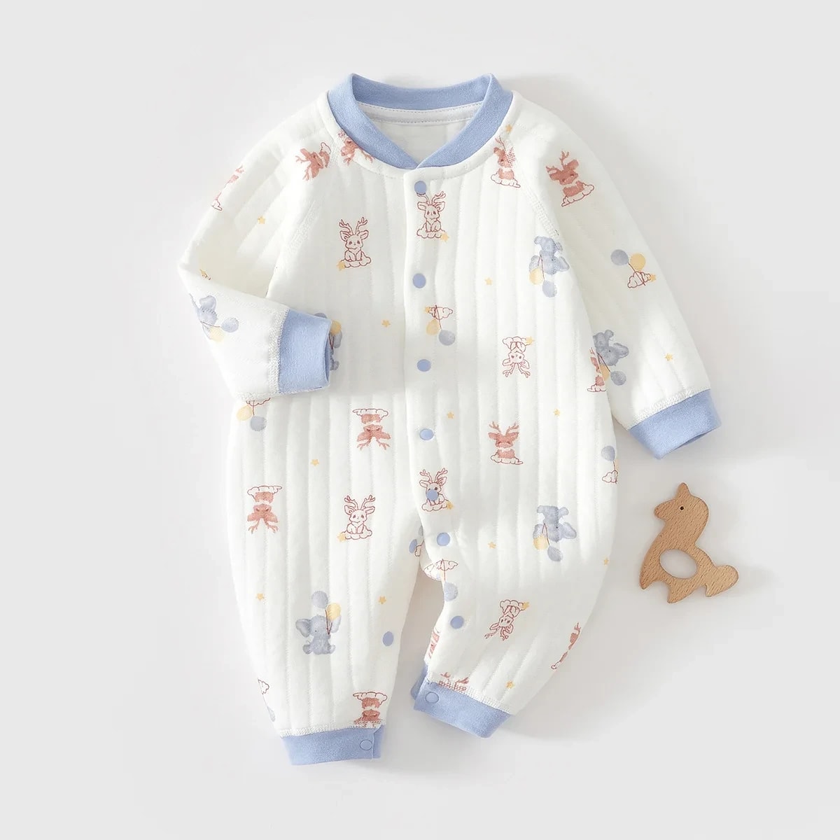 Macacão Bebê Unissex Algodão Urso Fofo Recém-Nascido TinySteps | Roupa Quentinha Primavera 8