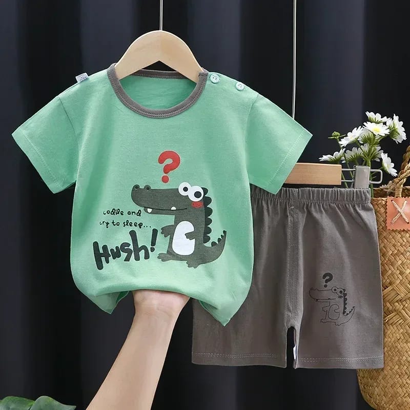 Conjunto Infantil TinySteps Verão Unissex: Camiseta Algodão e Shorts Macio para Meninos e Meninas 8