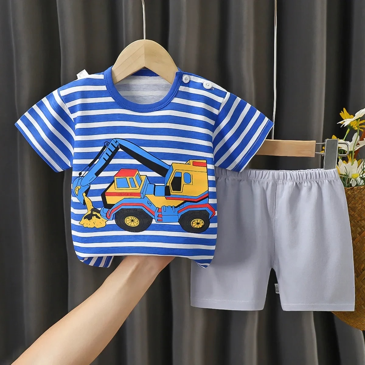Conjunto Infantil TinySteps Verão Unissex: Camiseta Algodão e Shorts Macio para Meninos e Meninas 9