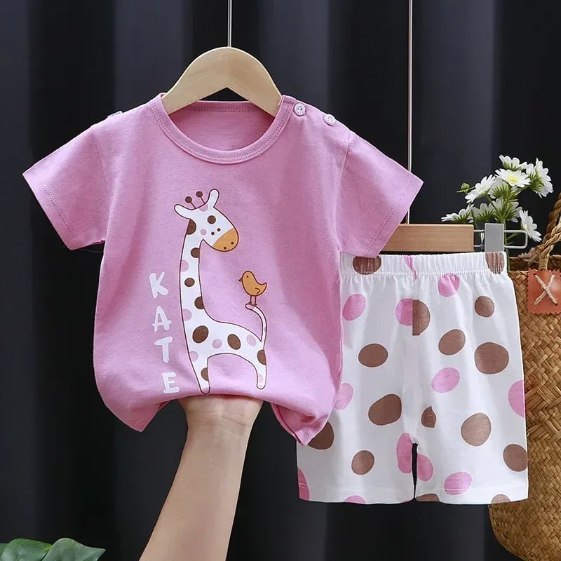 Conjunto Infantil TinySteps Verão Unissex: Camiseta Algodão e Shorts Macio para Meninos e Meninas 11