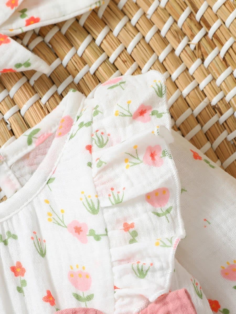 Macacão Bebê Menina Floral Algodão | Conjunto Body Manga Longa e Bandana Recém-Nascido 0-6M TinySteps 6