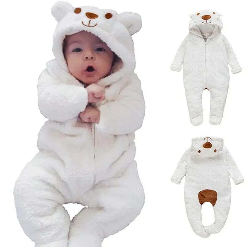 Macacão Ursinho TinySteps: Roupa de Bebê Quentinha e Fofa para Recém-Nascido a 12 Meses