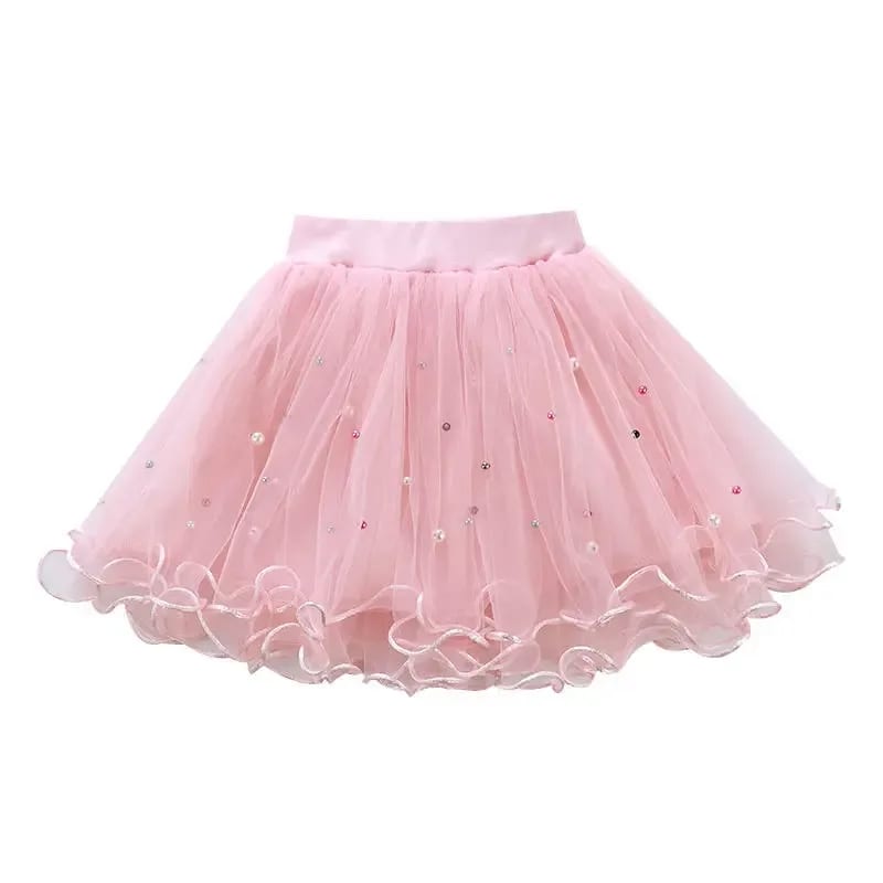 Saia Tutu Infantil TinySteps: Princesa em Tule e Pérolas para Meninas de 4 a 6 Anos
