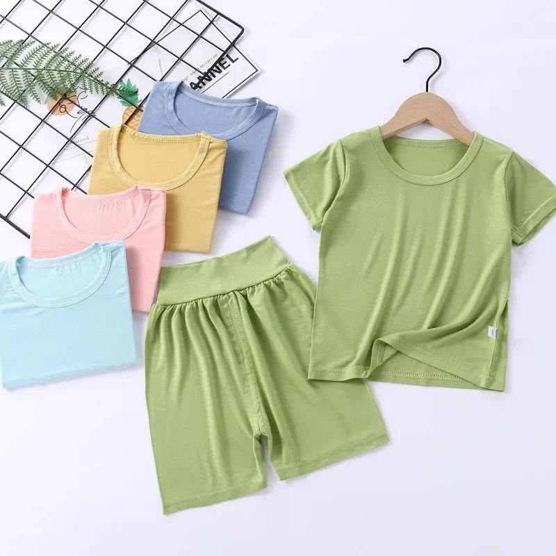 Pijama Infantil Verão Unissex TinySteps Modal Leve e Macio para Meninos e Meninas | Conforto para Dormir — imagem 1