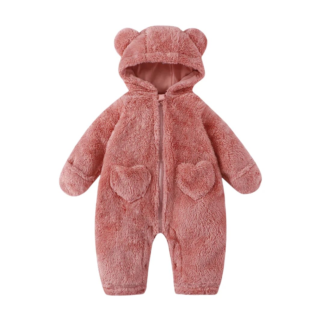 Macacão Bebê Ursinho com Capuz Orelhinhas TinySteps: Quentinho e Fofo para Inverno 0-12 Meses 7