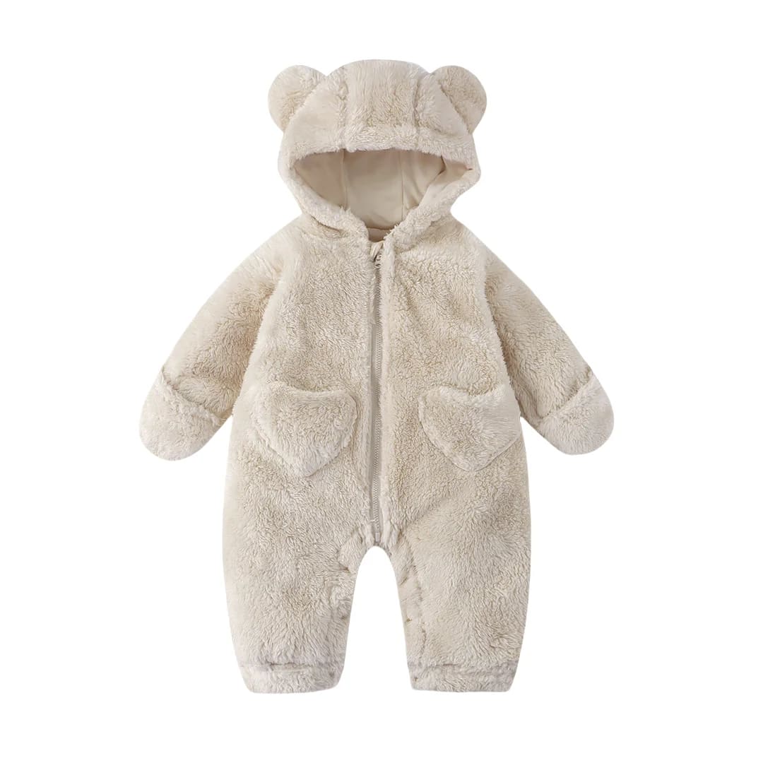 Macacão Bebê Ursinho com Capuz Orelhinhas TinySteps: Quentinho e Fofo para Inverno 0-12 Meses 8