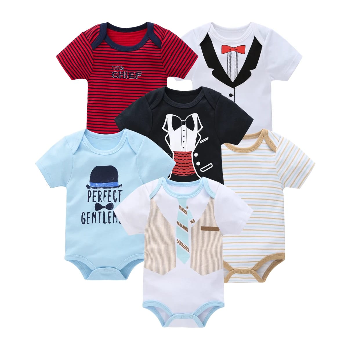 Body Bebê Menina e Menino Algodão Manga Curta 0-12 Meses Kit 3/6 Peças Enxoval TinySteps 2