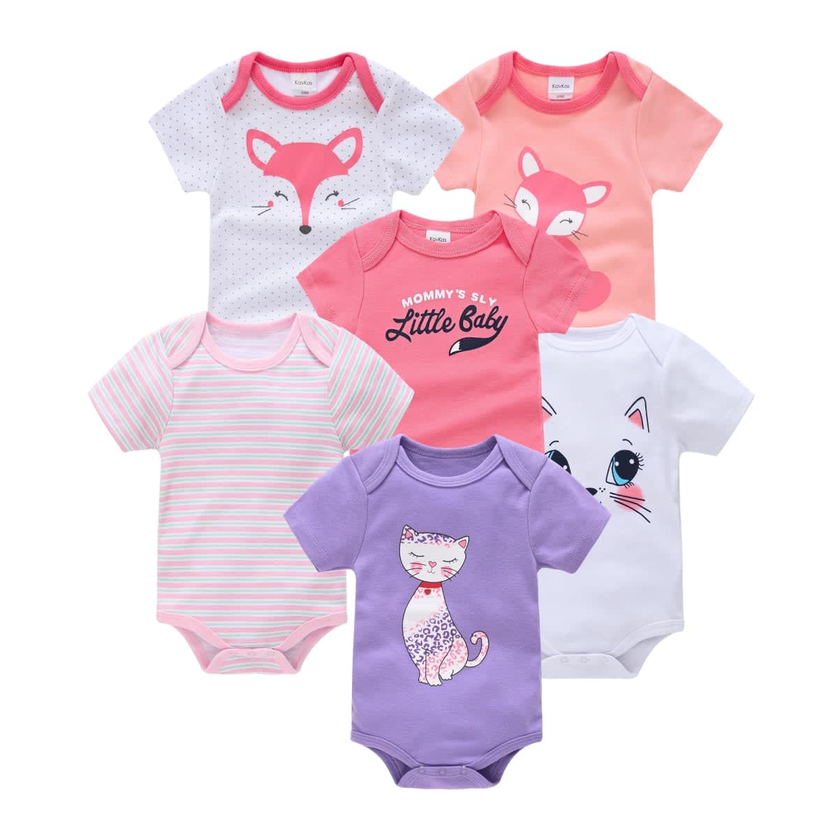 Body Bebê Menina e Menino Algodão Manga Curta 0-12 Meses Kit 3/6 Peças Enxoval TinySteps 4