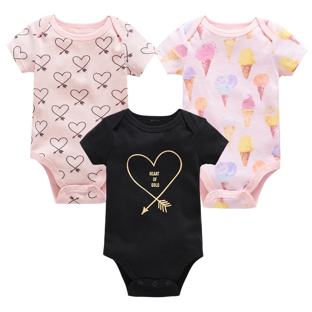 Body Bebê Menina e Menino Algodão Manga Curta 0-12 Meses Kit 3/6 Peças Enxoval TinySteps 13