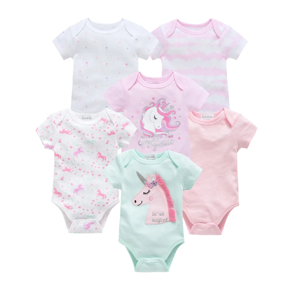 Body Bebê Menina e Menino Algodão Manga Curta 0-12 Meses Kit 3/6 Peças Enxoval TinySteps 16
