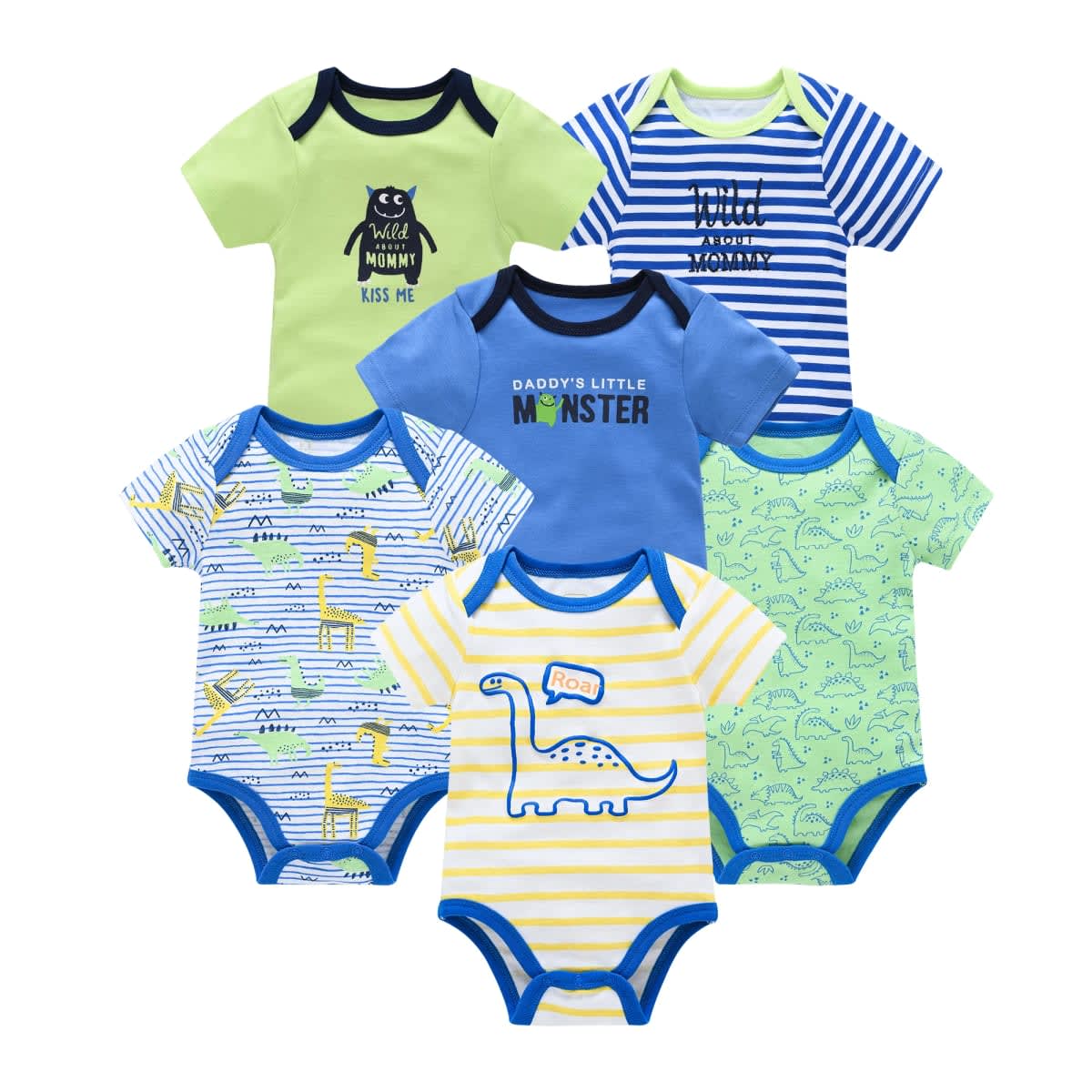 Body Bebê Menina e Menino Algodão Manga Curta 0-12 Meses Kit 3/6 Peças Enxoval TinySteps 18