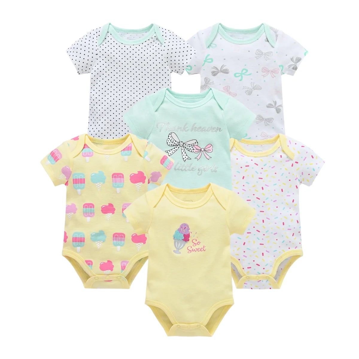 Body Bebê Menina e Menino Algodão Manga Curta 0-12 Meses Kit 3/6 Peças Enxoval TinySteps 19