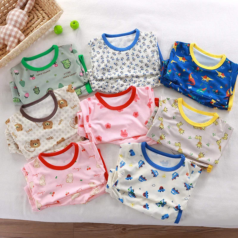 Pijama Infantil Manga Curta TinySteps: Conforto e Diversão para Noites de Verão, Meninos e Meninas 2