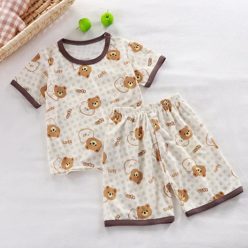 Pijama Infantil Manga Curta TinySteps: Conforto e Diversão para Noites de Verão, Meninos e Meninas 4