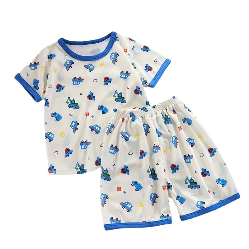 Pijama Infantil Manga Curta TinySteps: Conforto e Diversão para Noites de Verão, Meninos e Meninas 5