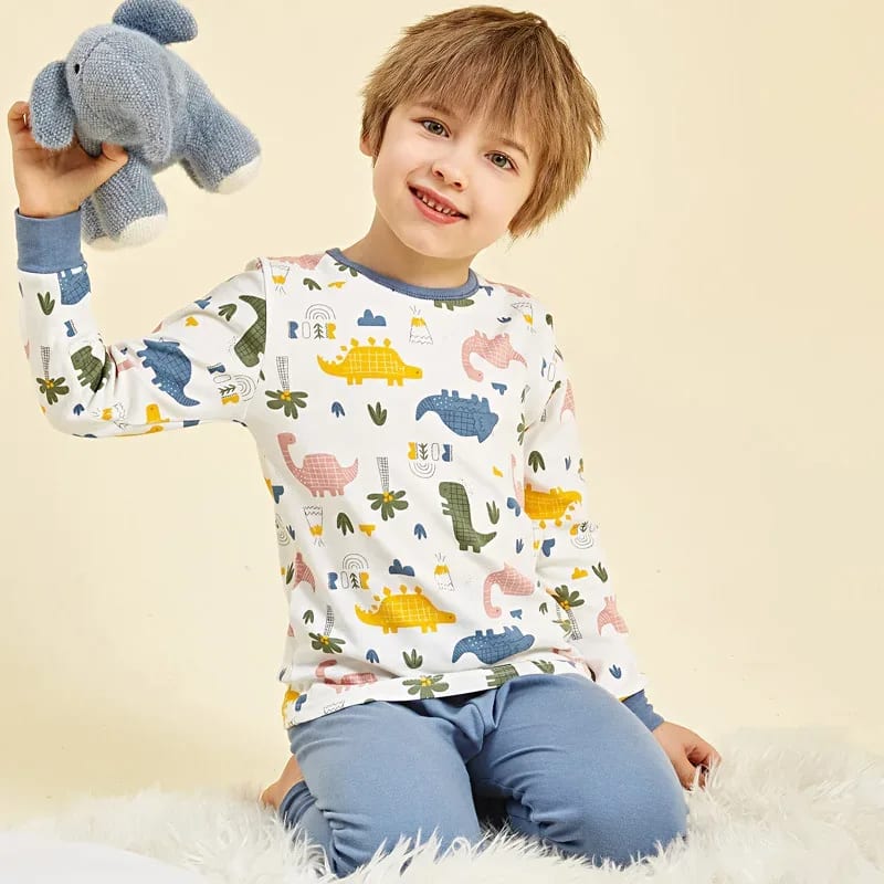 Pijama Infantil Dinossauro Verde TinySteps: Conforto Jurássico para Noites de Aventura e Sonhos 19