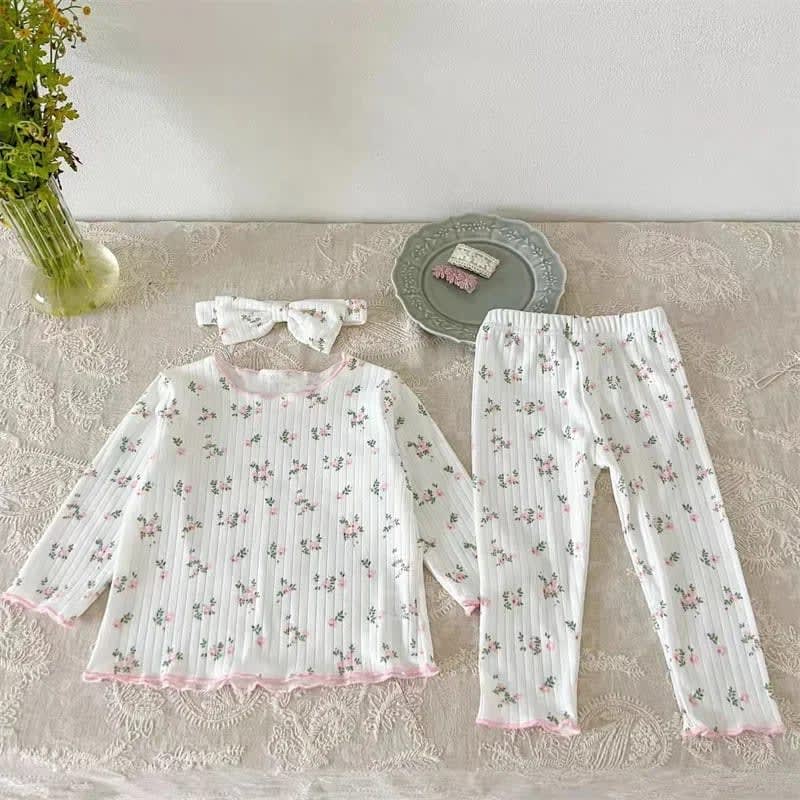 Pijama Floral Algodão Bebê Menina TinySteps: Conforto e Fofura para Noites Tranquilas (0-6 Anos) 4