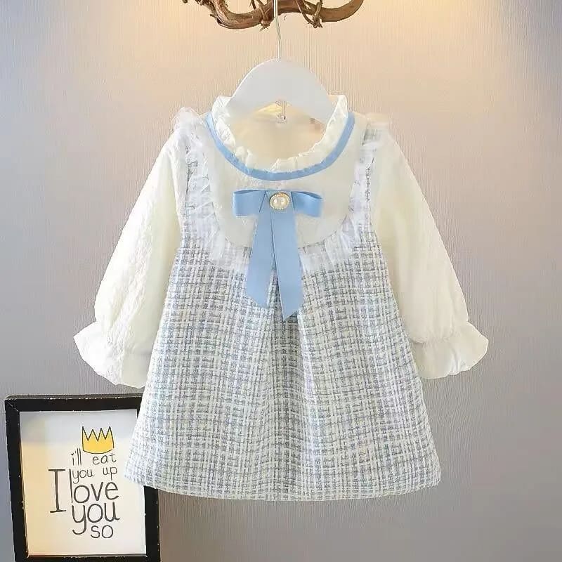 Vestido Infantil TinySteps Manga Longa Algodão Estilo Coreano para Meninas de 4 a 6 Anos 2