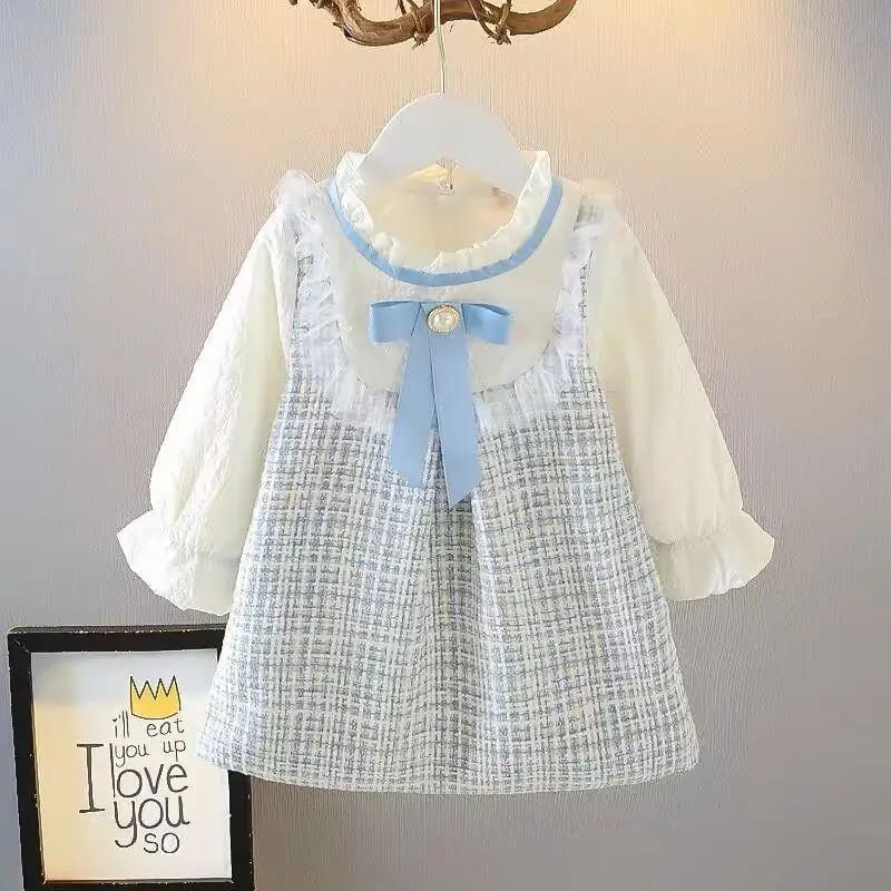 Vestido Infantil TinySteps Manga Longa Algodão Estilo Coreano para Meninas de 4 a 6 Anos 3