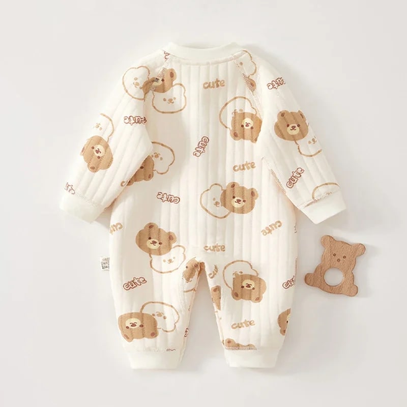 Macacão Bebê TinySteps Ursinho de Algodão Grosso: Conforto e Fofura para Inverno Aconchegante 3