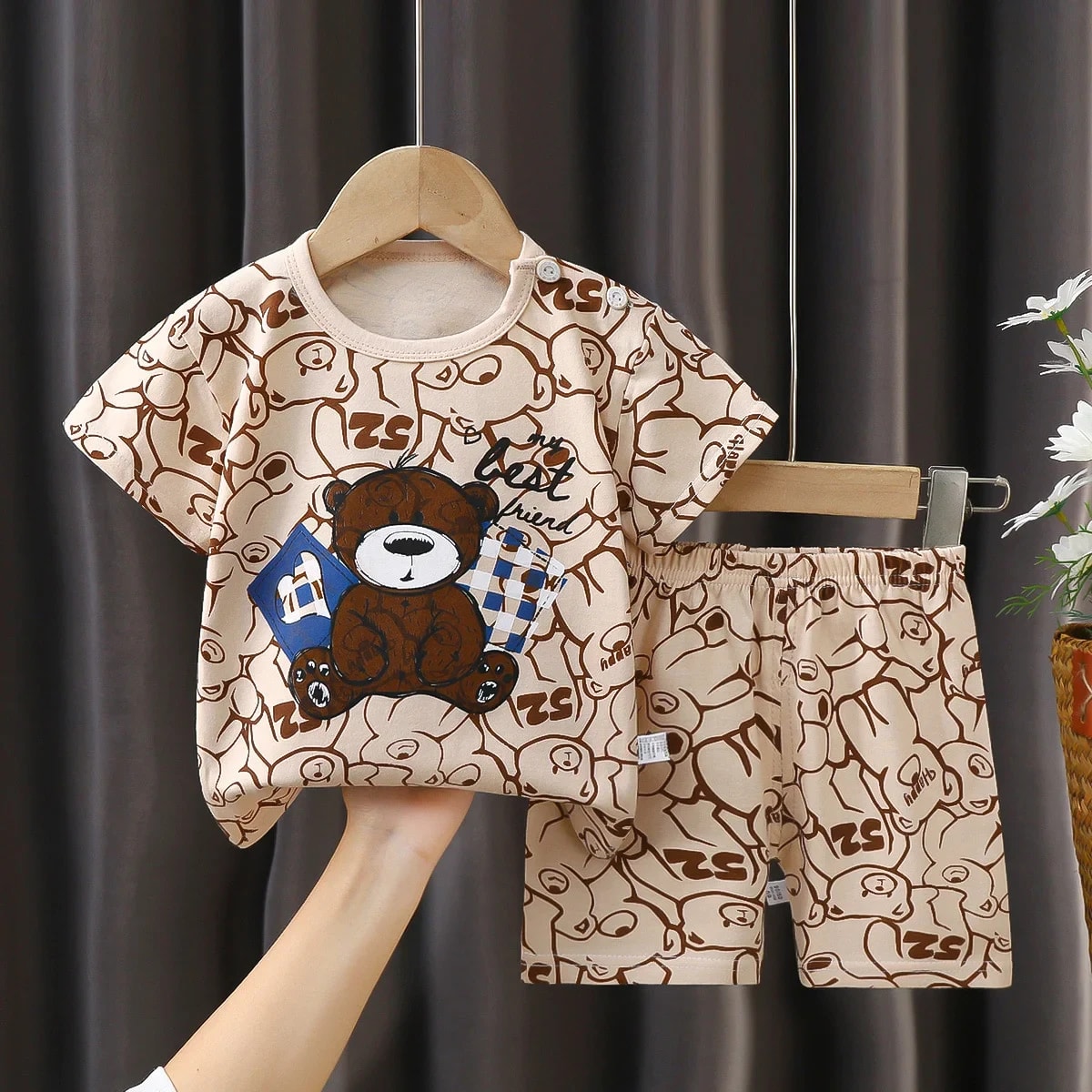 Conjunto Infantil TinySteps Verão Unissex: Camiseta Algodão e Shorts Macio para Meninos e Meninas 3