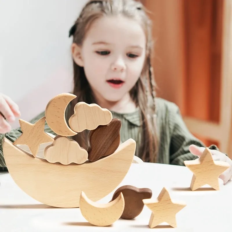 Brinquedo de Equilíbrio Montessori Estrelas e Luas em Madeira TinySteps – Estimula o Desenvolvimento Infantil 5