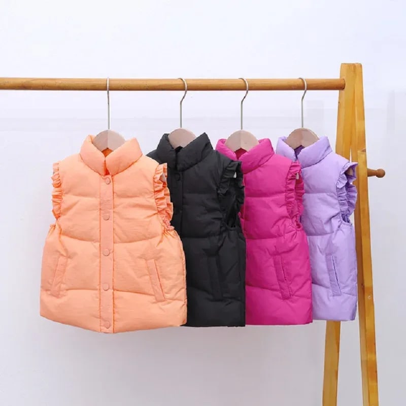 Colete Puffer Infantil TinySteps Menina: Aconchego e Estilo para o Inverno de 2 a 10 Anos