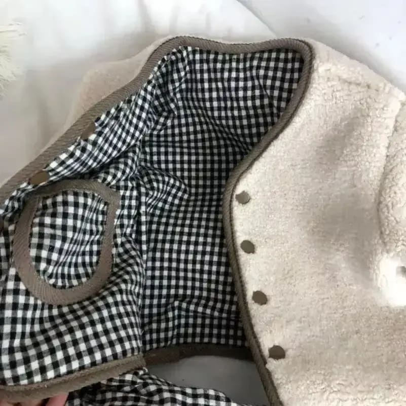 Jaqueta Infantil TinySteps Reversível Pelúcia e Xadrez para Meninas - Conforto Duplo Outono/Inverno 6