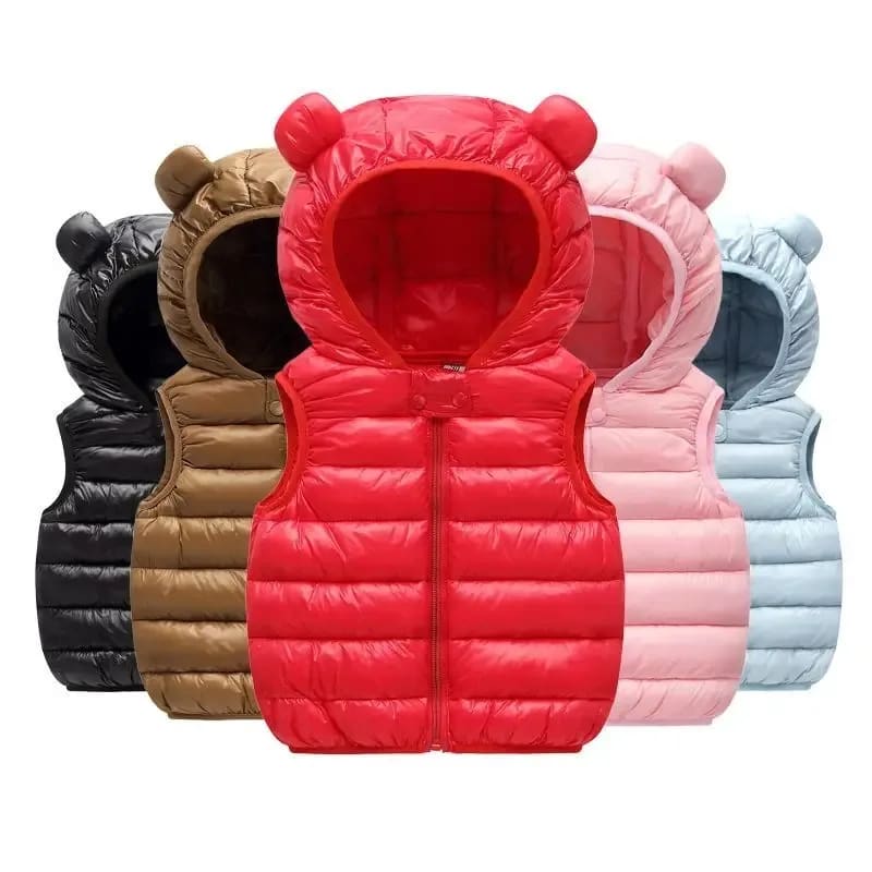 Colete Infantil Unissex com Capuz de Orelhinhas TinySteps: Maciez e Conforto para Outono Inverno
