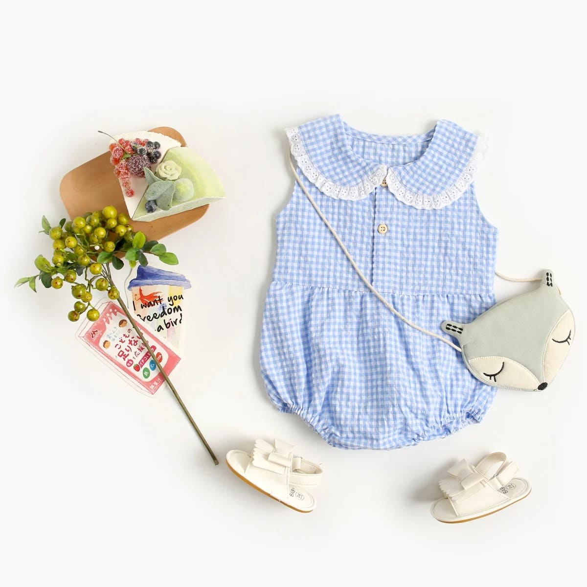 Body Bebê Menina Xadrez Algodão Verão Sem Mangas TinySteps – Conforto e Estilo para Princesas 4