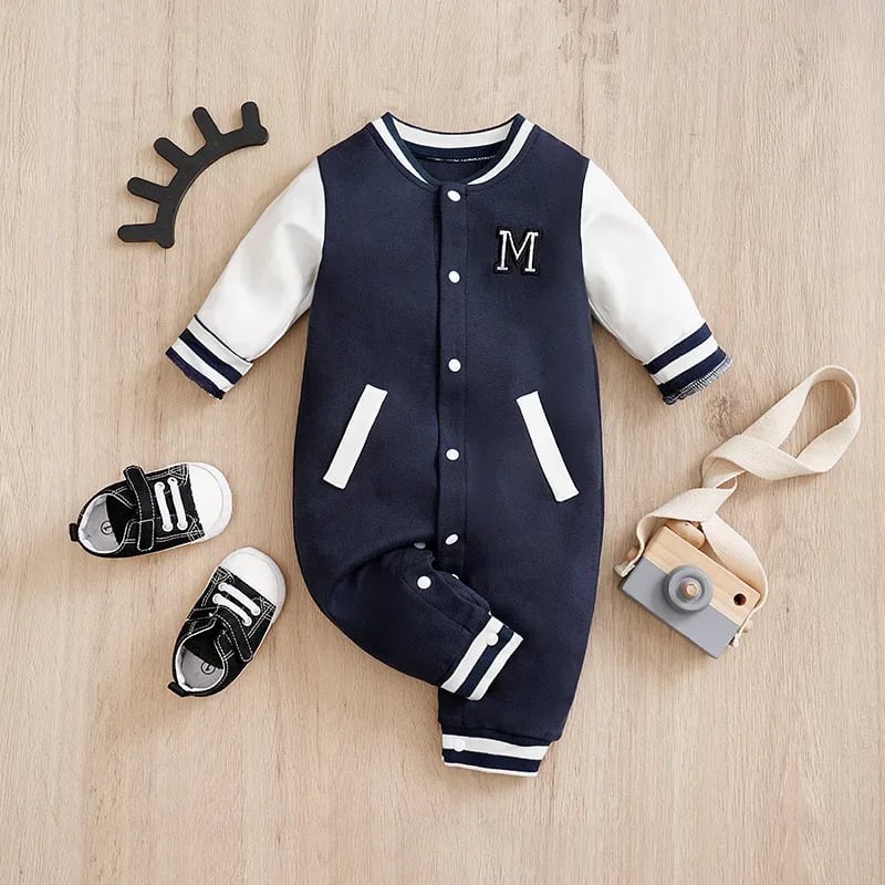 Macacão Bebê Menino Beisebol Algodão TinySteps: Conforto e Estilo para Pequenos Atletas 0-18 Meses — imagem 1