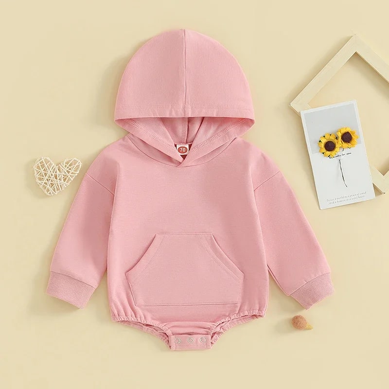 Macacão Bebê TinySteps Unissex com Capuz e Bolso Frontal - Conforto para Primavera e Outono 7
