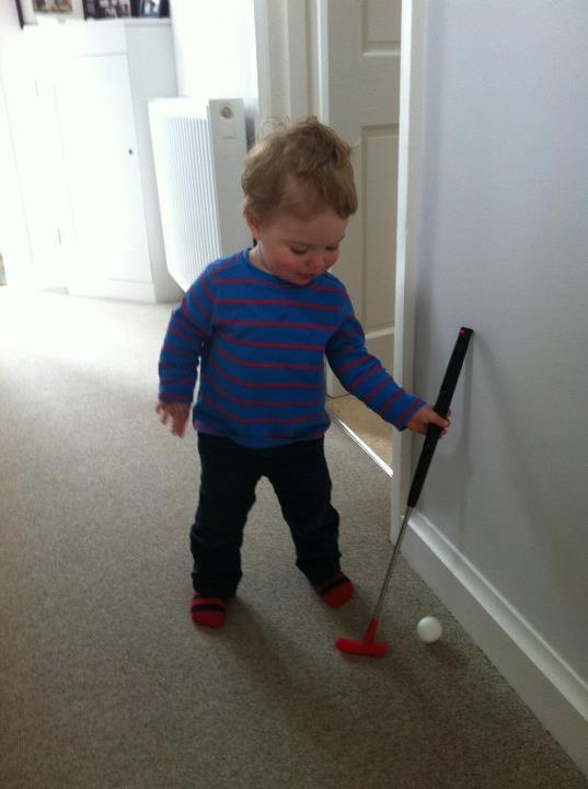 Jacob age 2 putting in the hallway at home