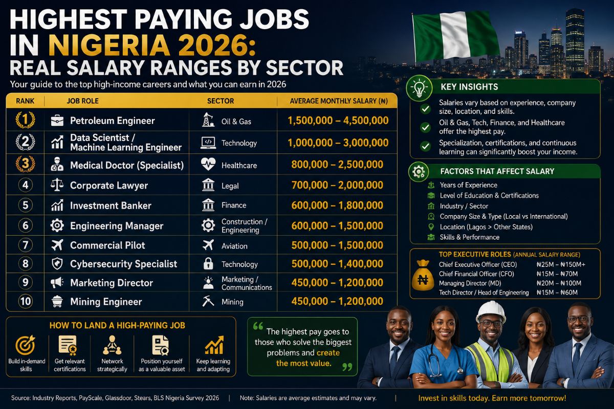 Highest Paying Jobs in Nigeria 2026: Real Salary Ranges by Sector