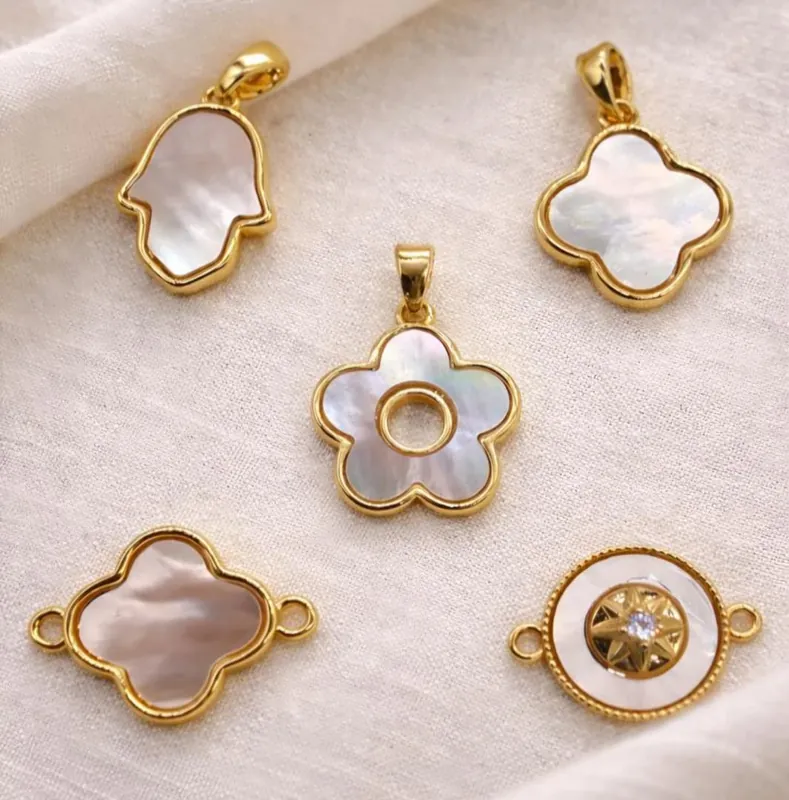 Pendentif Plaque Or on nacre - 1