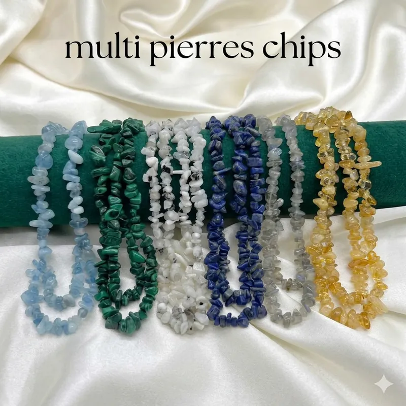 multi pierre chips (citrine, apatite, aquamarine, malachite, amazonite, moonstone, lapis lazuli, garnet orange) - 1