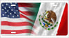 American flag and Mexico flag personalized novelty front license plate decorative vanity car tag - Image 1 of 0