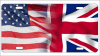 American flag and British flag personalized novelty front license plate decorative vanity car tag - Image 1 of 0