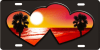 Red beach scene inside double hearts personalized novelty license plate for lovers - Image 1 of 0