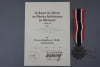 Original German WWII Award Document & Medal War Merit Cross 2nd Class With Swords Signed by Generalfeldmarschall Kesselring - Image 1 of 0