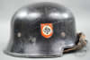 Original German WWII Double Decal M34 Feuerschutzpolizei (Fire Police) Helmet Size 64/57 - Image 5 of 0