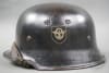 Original German WWII Double Decal M34 Fire Police (Feuerschutzpolizei) Helmet Size 56 - Image 2 of 0