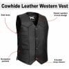 Men's black cowhide western leather vest with side laces and 4-button snap closure, style FMM602BM - Image 3 of 0