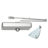 Falcon 9-1/16 in. x 3/4 in. Commercial Door Closer With Cover, Regular Arm and Parallel Bracket, Adjustable Spring Size 1-5, Aluminum Finish - Image 1 of 0
